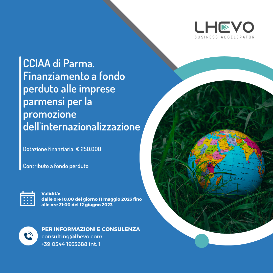 Copertina per bando internazionalizzazione Parma