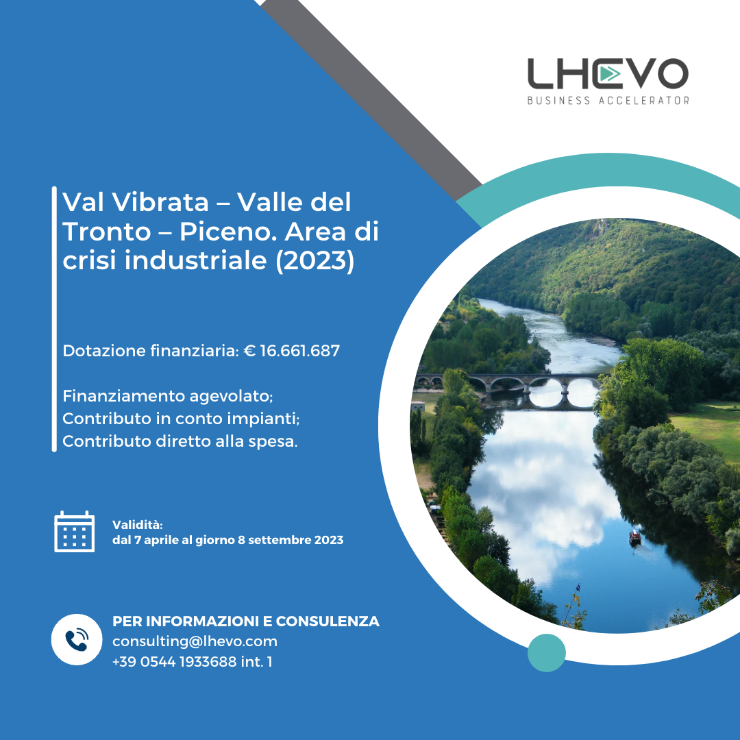 Bando Val Vibrata valle del Tronto Piceno area crisi industriale