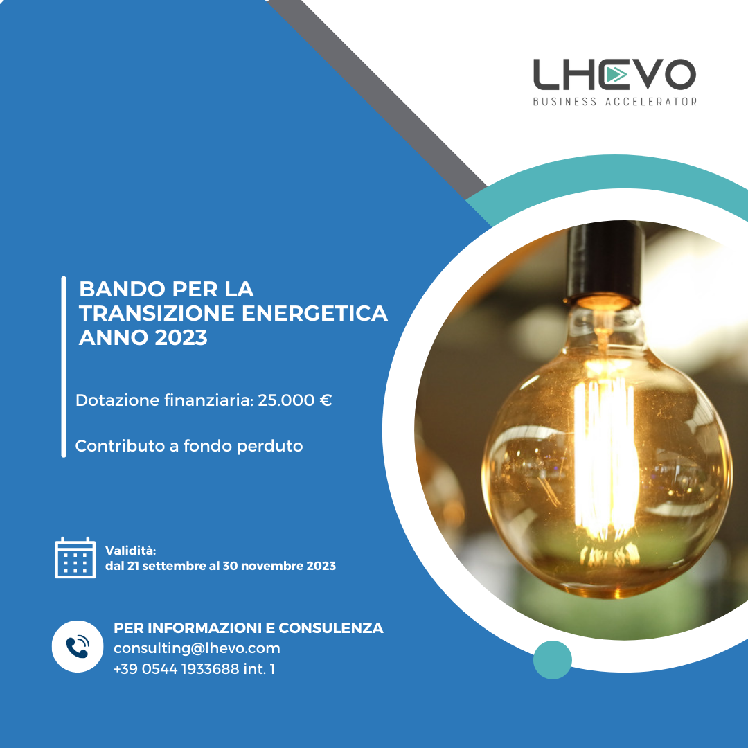 BANDO PER LA TRANSIZIONE ENERGETICA ANNO 2023